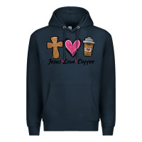Navy jesus love coffee Premium Hoodie - Jasminsmagicworld
