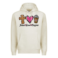 Oatmeal Heather jesus love coffee Premium Hoodie - Jasminsmagicworld