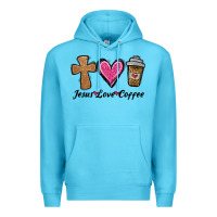 Ocean Blue jesus love coffee Premium Hoodie - Jasminsmagicworld