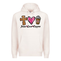 Pale Pink jesus love coffee Premium Hoodie - Jasminsmagicworld