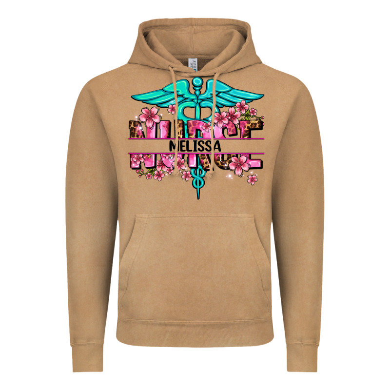 Floral Nurse Custom Name Vintage Hoodie by AdoDesignShop | Teevron