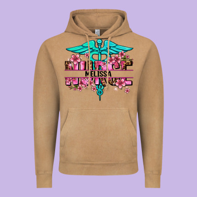 Floral Nurse Custom Name Vintage Hoodie Designed By Adodesignshop