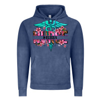 Vintage Denim floral nurse custom name Vintage Hoodie - AdoDesignShop