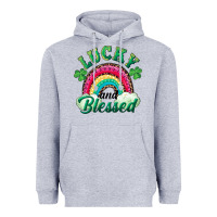 Heather Grey Lucky and blessed rainbow Heavyweight Hoodie - RanaPortraitStore