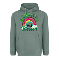 Sage Lucky and blessed rainbow Heavyweight Hoodie - RanaPortraitStore