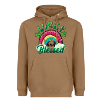 Toasted Coconut Lucky and blessed rainbow Heavyweight Hoodie - RanaPortraitStore