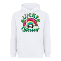 White Lucky and blessed rainbow Heavyweight Hoodie - RanaPortraitStore