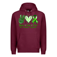 Burgundy peace love cure non hodgkin's lymphoma Premium Hoodie - Jasminsmagicworld