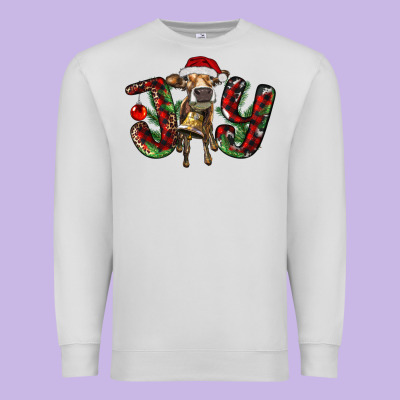 Christmas Joy With Heifer Premium Sweatshirt Designed By Ranaportraitstore
