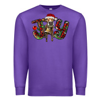 Purple christmas joy with heifer Premium Sweatshirt - RanaPortraitStore