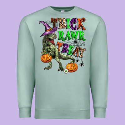 Trick Rawr Treat Premium Sweatshirt Designed By Zillion Design Studio