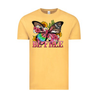 Vintage Mustard be free with butterfly and cactus flowers Vintage Tee - Artiststas