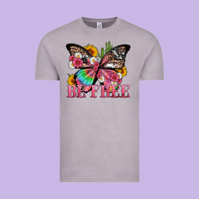 Be Free With Butterfly And Cactus Flowers Vintage Tee Designed By Artiststas