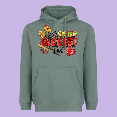 Little Sister Biggest Fan Softball Heavyweight Hoodie Designed By Zillion Design Studio