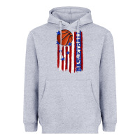 Heather Grey basketball american flag Heavyweight Hoodie - texasbilliewilder