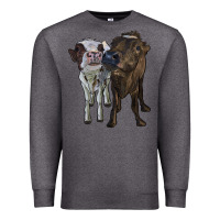 Charcoal Heather two heifer cows Premium Sweatshirt - RanaPortraitStore