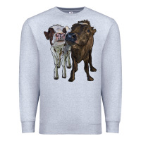 Heather Grey two heifer cows Premium Sweatshirt - RanaPortraitStore