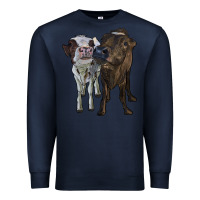 Navy two heifer cows Premium Sweatshirt - RanaPortraitStore