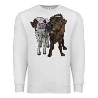 Oatmeal Heather two heifer cows Premium Sweatshirt - RanaPortraitStore