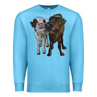 Ocean Blue two heifer cows Premium Sweatshirt - RanaPortraitStore