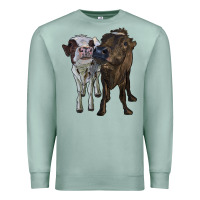 Seafoam two heifer cows Premium Sweatshirt - RanaPortraitStore