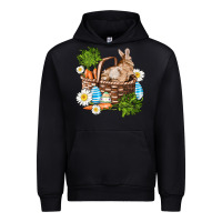 Black easter bunny in basket wıth carrot and eggs Urban Hoodie - AdoDesignShop