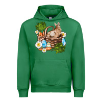 Emerald easter bunny in basket wıth carrot and eggs Urban Hoodie - AdoDesignShop