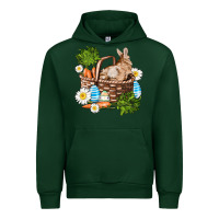 Forest Green easter bunny in basket wıth carrot and eggs Urban Hoodie - AdoDesignShop