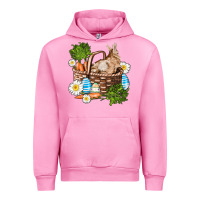 Fuchsia Pink easter bunny in basket wıth carrot and eggs Urban Hoodie - AdoDesignShop