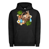 Pigment Black easter bunny in basket wıth carrot and eggs Urban Hoodie - AdoDesignShop