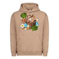 Pigment Burro easter bunny in basket wıth carrot and eggs Urban Hoodie - AdoDesignShop