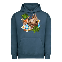 Pigment Midnight Navy easter bunny in basket wıth carrot and eggs Urban Hoodie - AdoDesignShop