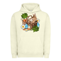 Pigment Pistachio easter bunny in basket wıth carrot and eggs Urban Hoodie - AdoDesignShop