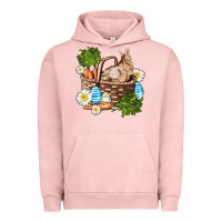 Pigment Salmon easter bunny in basket wıth carrot and eggs Urban Hoodie - AdoDesignShop