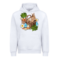 White easter bunny in basket wıth carrot and eggs Urban Hoodie - AdoDesignShop