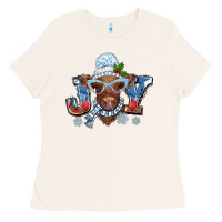 Bone Christmas snow cow joy Ladies Tee - BarkalooDesign