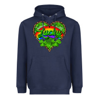 Navy lucky heart with leopard Heavyweight Hoodie - RanaPortraitStore
