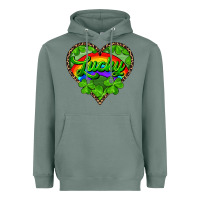 Sage lucky heart with leopard Heavyweight Hoodie - RanaPortraitStore