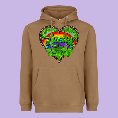 Heavyweight Hoodie lucky heart with leopard