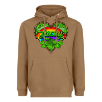 Toasted Coconut lucky heart with leopard Heavyweight Hoodie - RanaPortraitStore