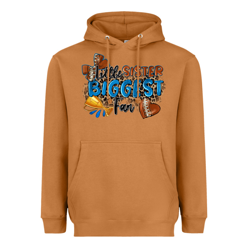Little Sister Biggest Fan Football Heavyweight Hoodie by Zillion Design Studio | Teevron
