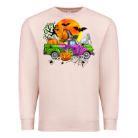 Pale Pink halloween farm truck Premium Sweatshirt - Zillion Design Studio