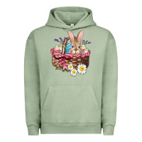 Pigment Oil Green easter bunny and basket Urban Hoodie - AdoDesignShop