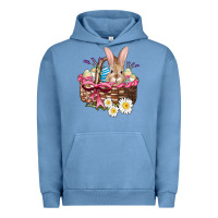 Pigment Pebble Blue easter bunny and basket Urban Hoodie - AdoDesignShop