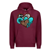 Burgundy love turquoise hearts Premium Hoodie - Jasminsmagicworld