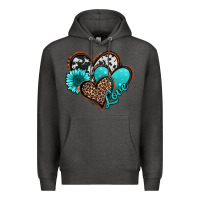 Charcoal Heather love turquoise hearts Premium Hoodie - Jasminsmagicworld