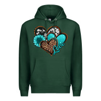 Sports Green love turquoise hearts Premium Hoodie - Jasminsmagicworld
