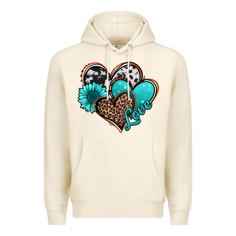 Love Turquoise Hearts Premium Hoodie by Jasminsmagicworld | Teevron