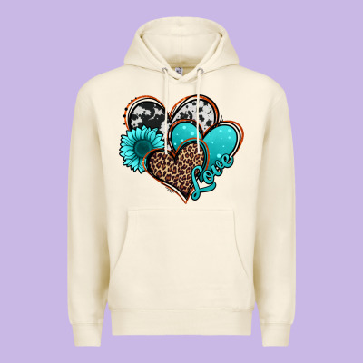 Love Turquoise Hearts Premium Hoodie Designed By Jasminsmagicworld
