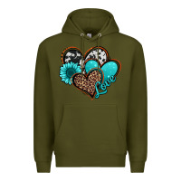 Army Green love turquoise hearts Premium Hoodie - Jasminsmagicworld